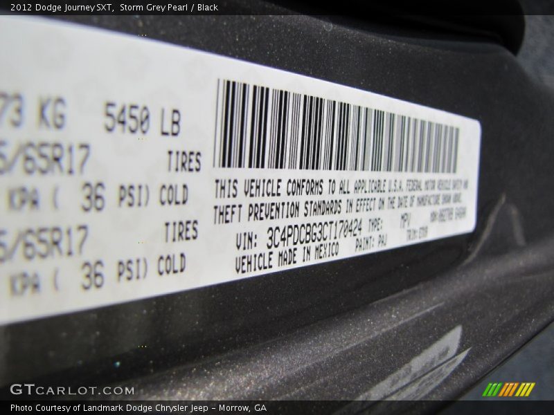 Storm Grey Pearl / Black 2012 Dodge Journey SXT