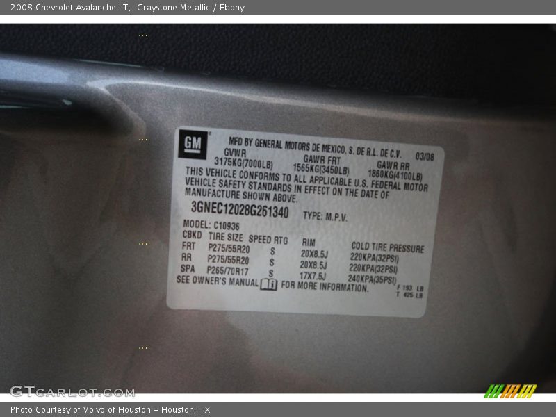 Graystone Metallic / Ebony 2008 Chevrolet Avalanche LT