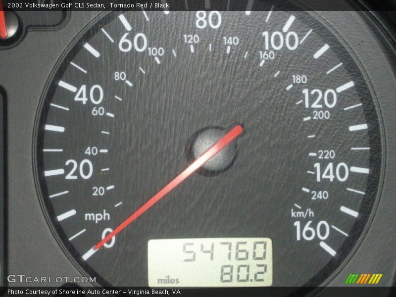 Tornado Red / Black 2002 Volkswagen Golf GLS Sedan