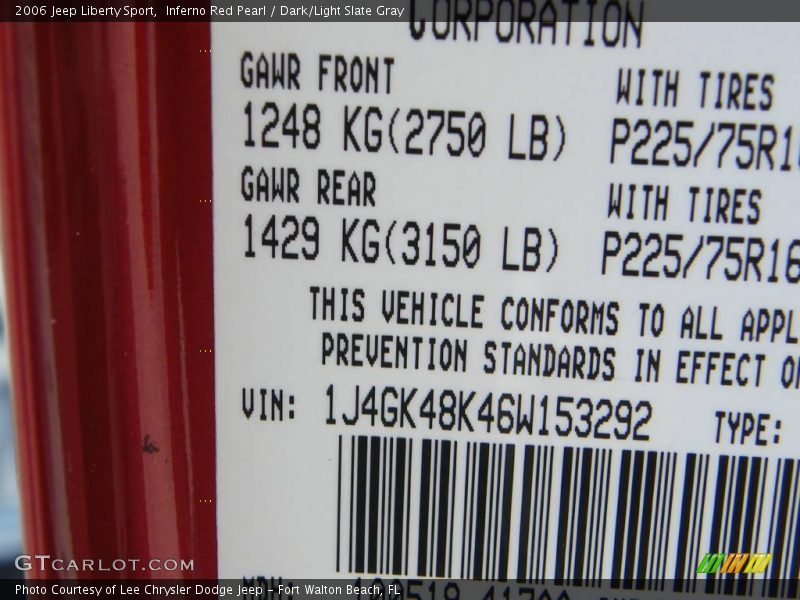 Inferno Red Pearl / Dark/Light Slate Gray 2006 Jeep Liberty Sport