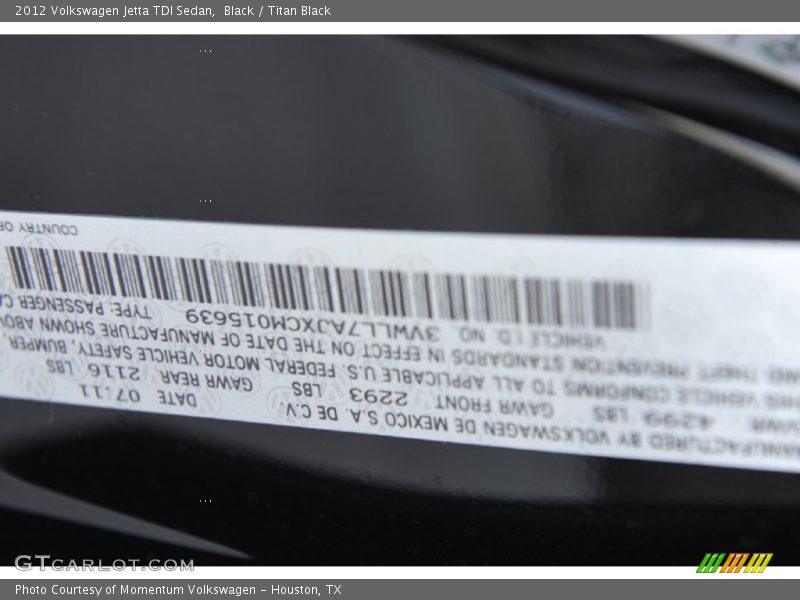 Black / Titan Black 2012 Volkswagen Jetta TDI Sedan
