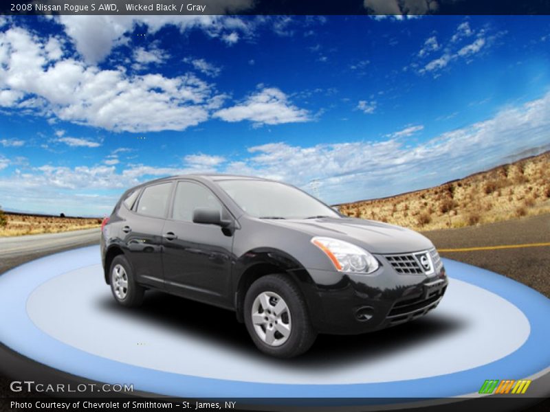 Wicked Black / Gray 2008 Nissan Rogue S AWD