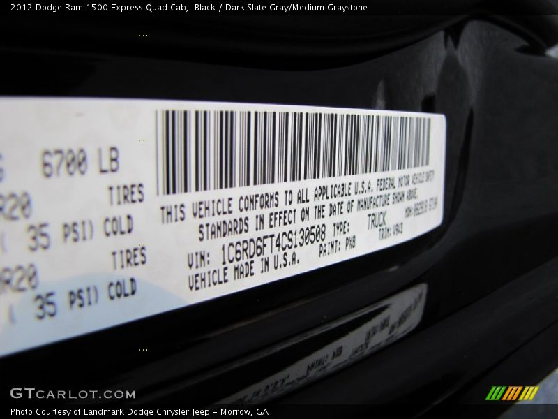 Black / Dark Slate Gray/Medium Graystone 2012 Dodge Ram 1500 Express Quad Cab