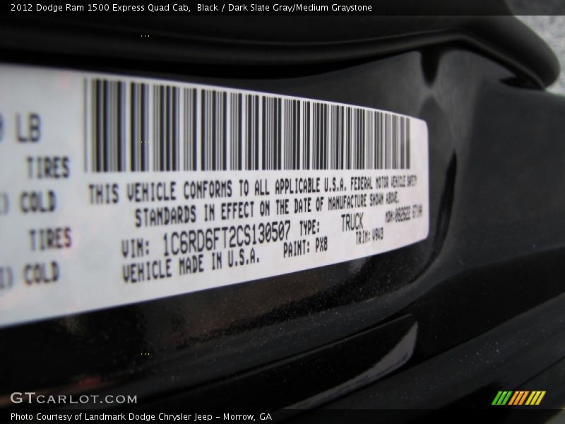 Black / Dark Slate Gray/Medium Graystone 2012 Dodge Ram 1500 Express Quad Cab