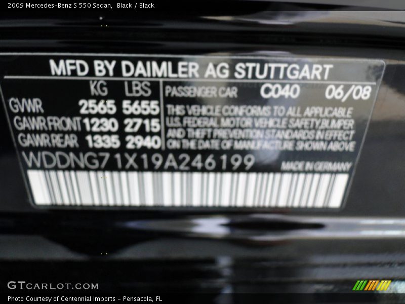 Black / Black 2009 Mercedes-Benz S 550 Sedan