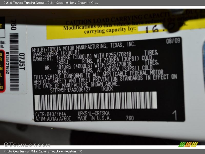 Super White / Graphite Gray 2010 Toyota Tundra Double Cab
