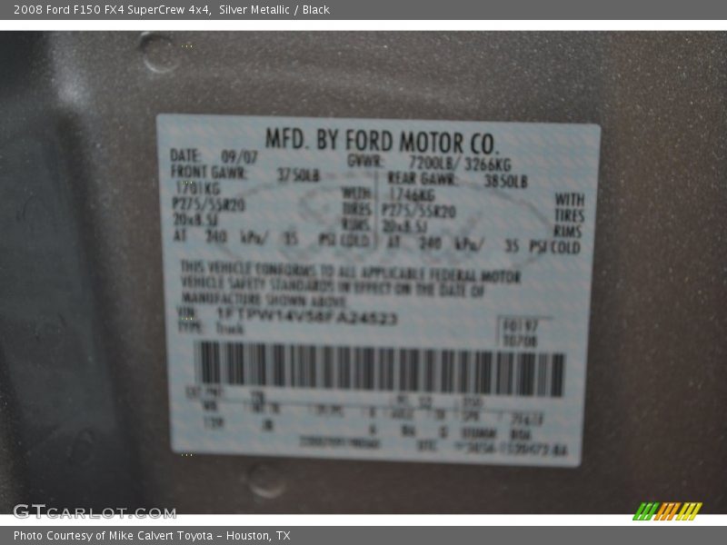 Silver Metallic / Black 2008 Ford F150 FX4 SuperCrew 4x4