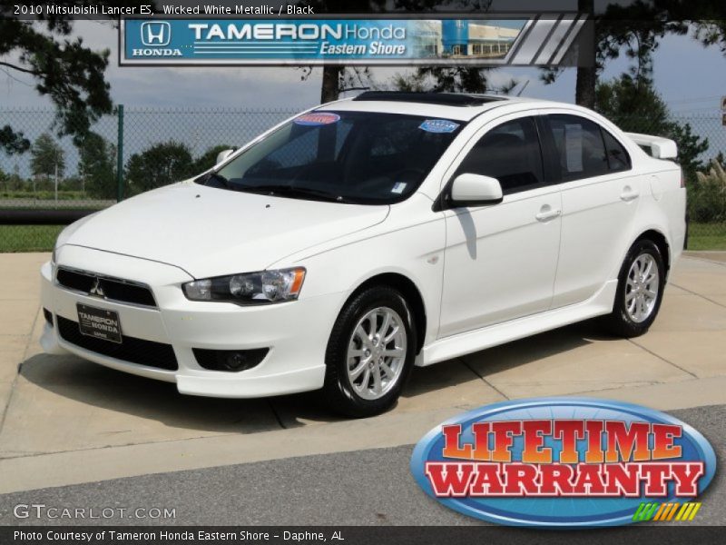 Wicked White Metallic / Black 2010 Mitsubishi Lancer ES