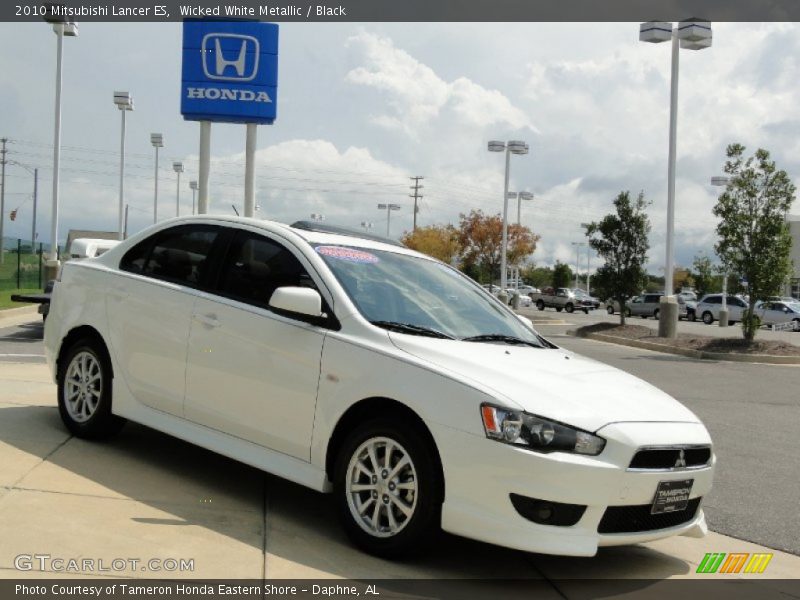 Wicked White Metallic / Black 2010 Mitsubishi Lancer ES