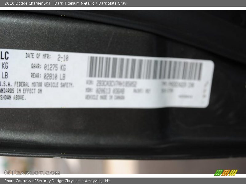 Dark Titanium Metallic / Dark Slate Gray 2010 Dodge Charger SXT