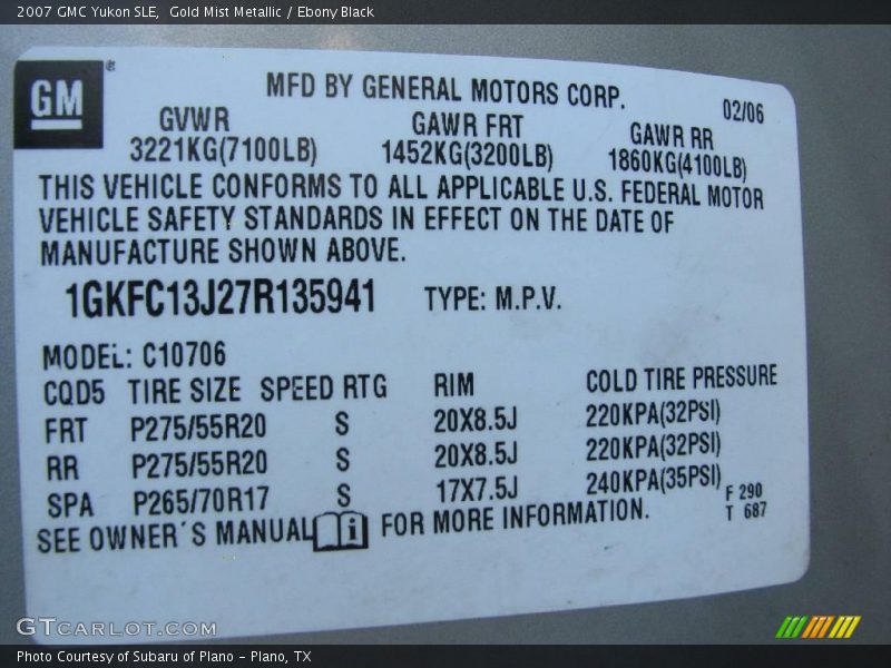 Gold Mist Metallic / Ebony Black 2007 GMC Yukon SLE