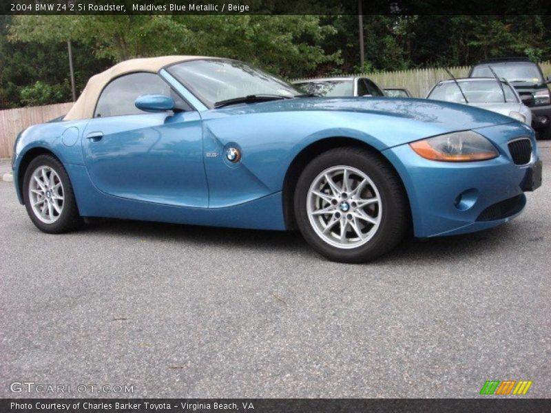 Maldives Blue Metallic / Beige 2004 BMW Z4 2.5i Roadster