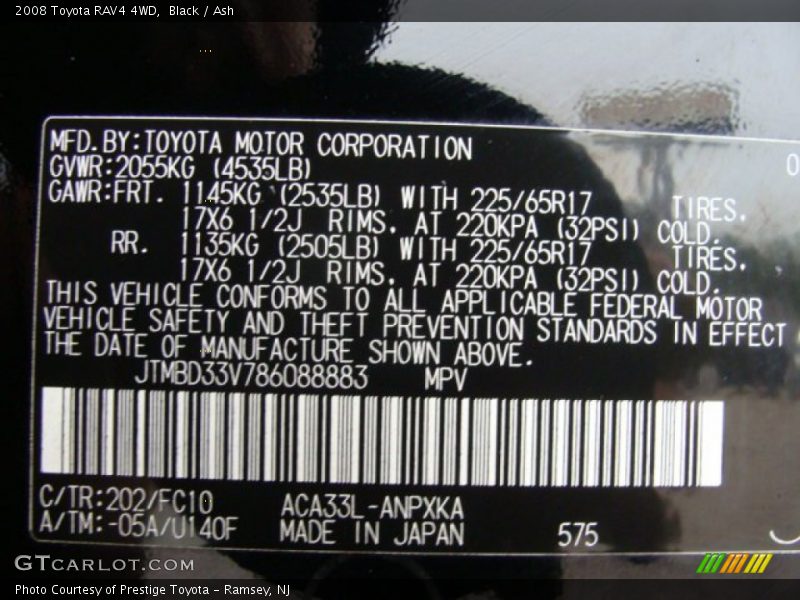 Black / Ash 2008 Toyota RAV4 4WD