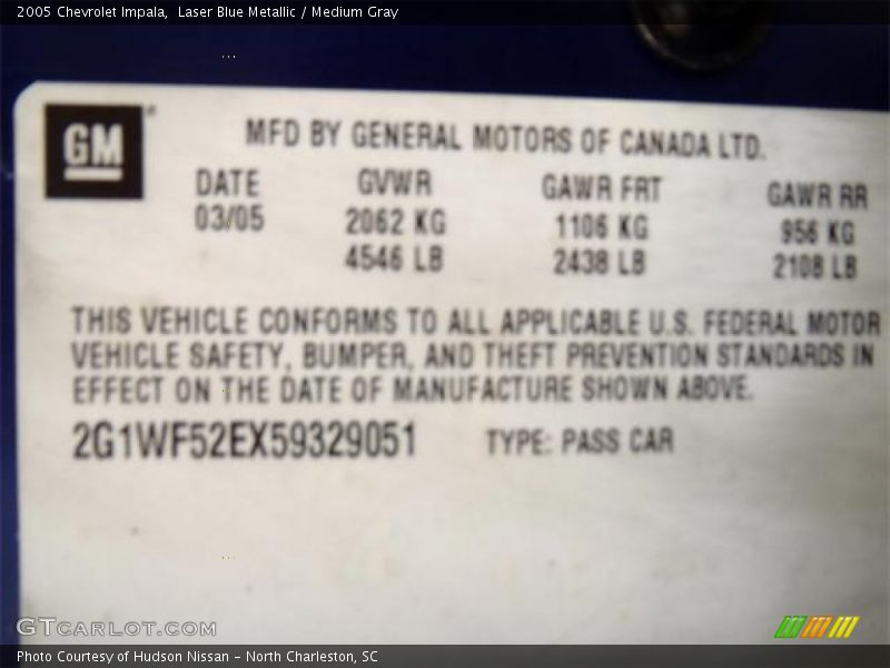 Laser Blue Metallic / Medium Gray 2005 Chevrolet Impala