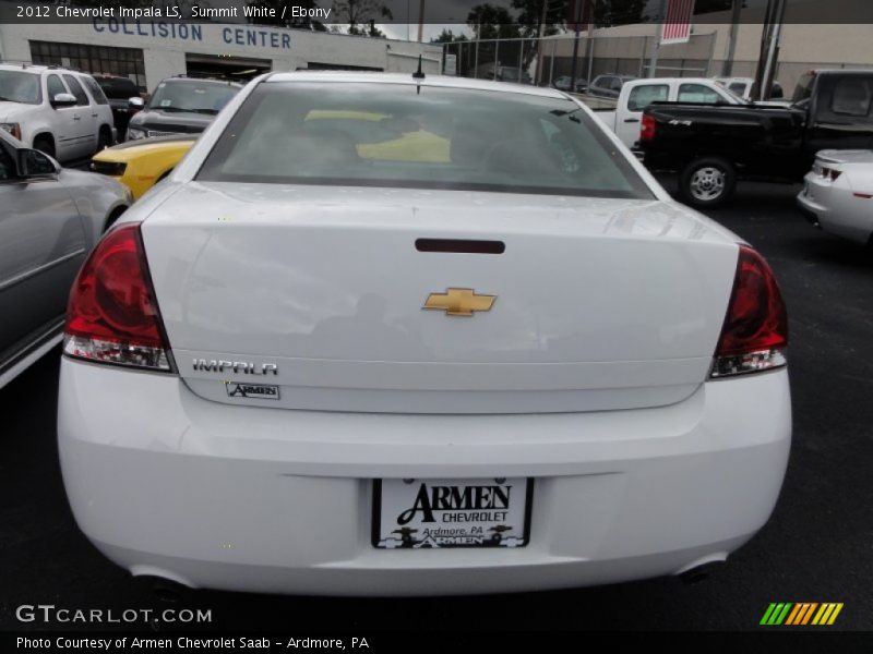 Summit White / Ebony 2012 Chevrolet Impala LS