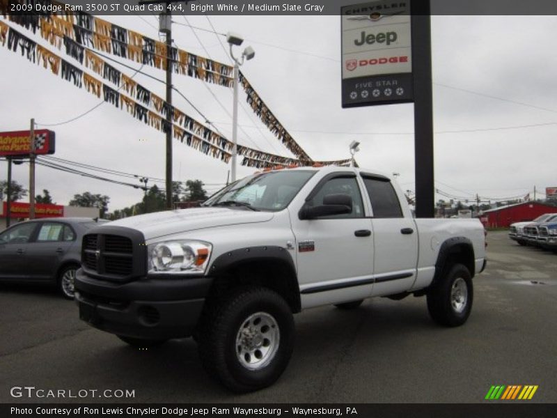 Bright White / Medium Slate Gray 2009 Dodge Ram 3500 ST Quad Cab 4x4