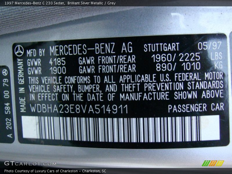 Brilliant Silver Metallic / Grey 1997 Mercedes-Benz C 230 Sedan