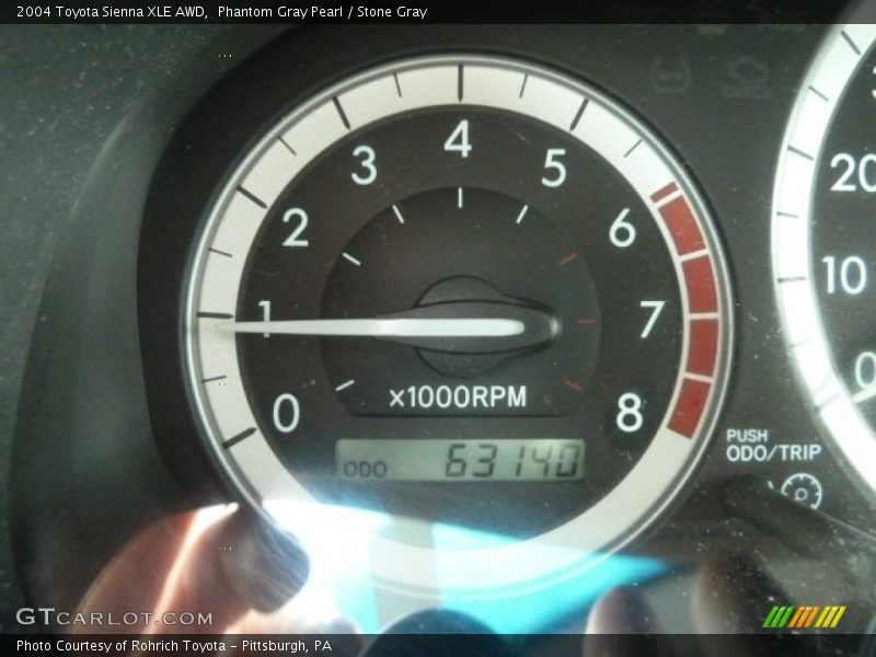 Phantom Gray Pearl / Stone Gray 2004 Toyota Sienna XLE AWD