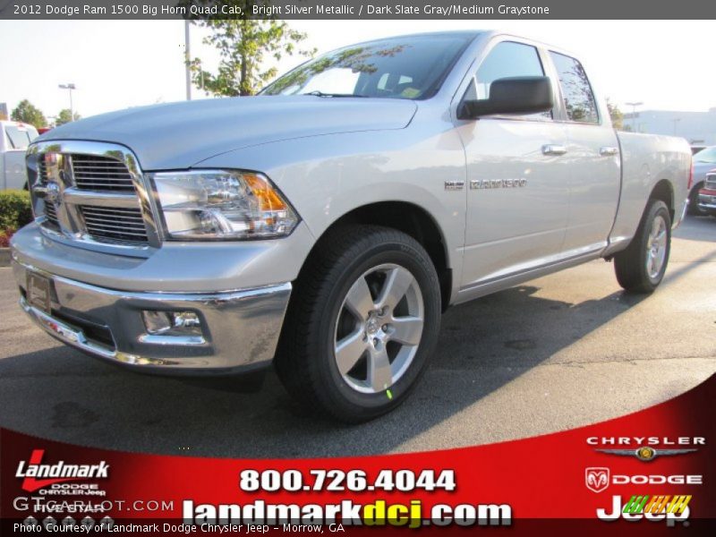 Bright Silver Metallic / Dark Slate Gray/Medium Graystone 2012 Dodge Ram 1500 Big Horn Quad Cab