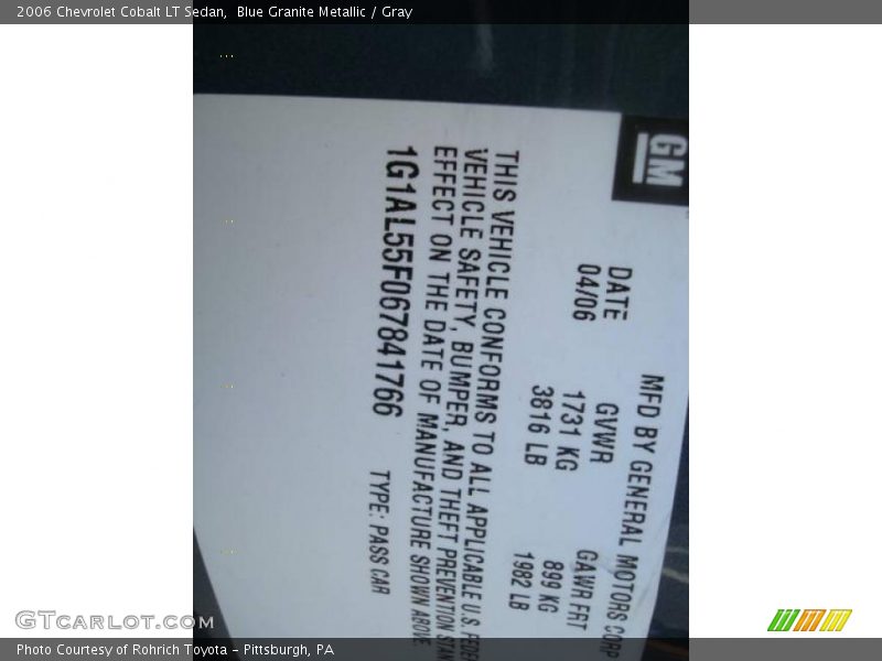 Blue Granite Metallic / Gray 2006 Chevrolet Cobalt LT Sedan