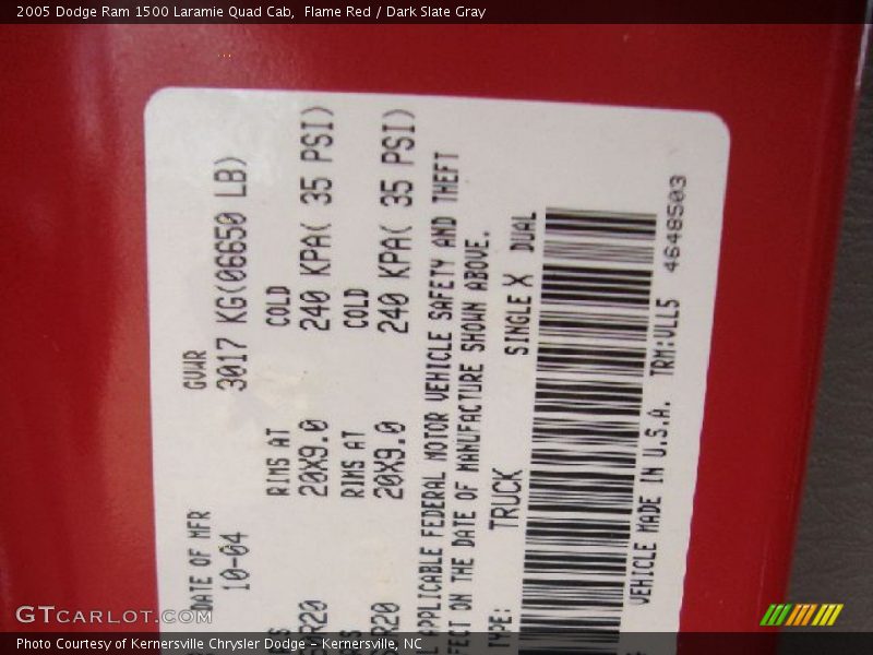 Flame Red / Dark Slate Gray 2005 Dodge Ram 1500 Laramie Quad Cab