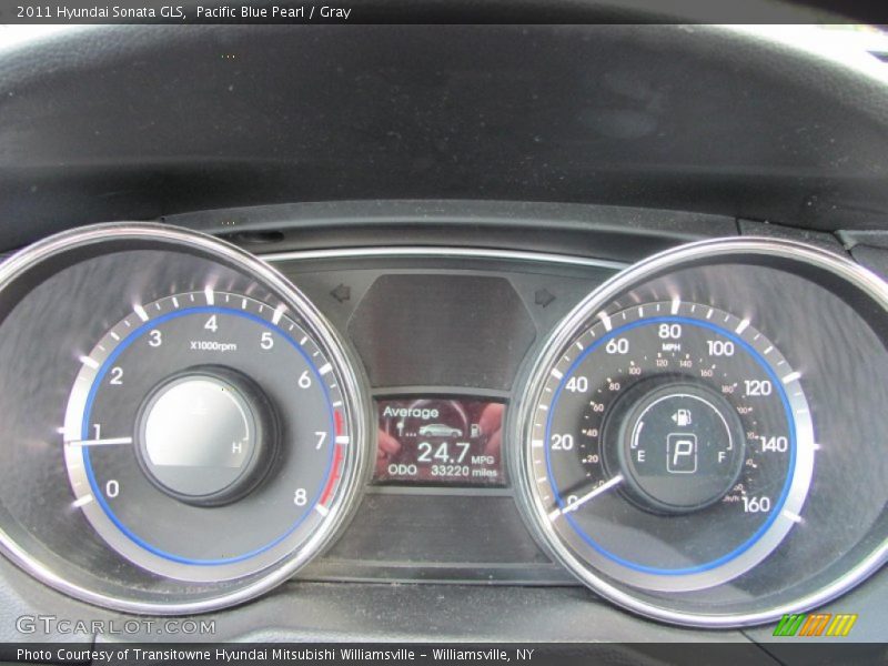 Pacific Blue Pearl / Gray 2011 Hyundai Sonata GLS