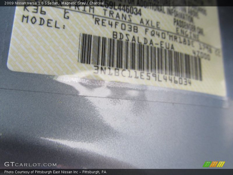 Magnetic Gray / Charcoal 2009 Nissan Versa 1.8 S Sedan