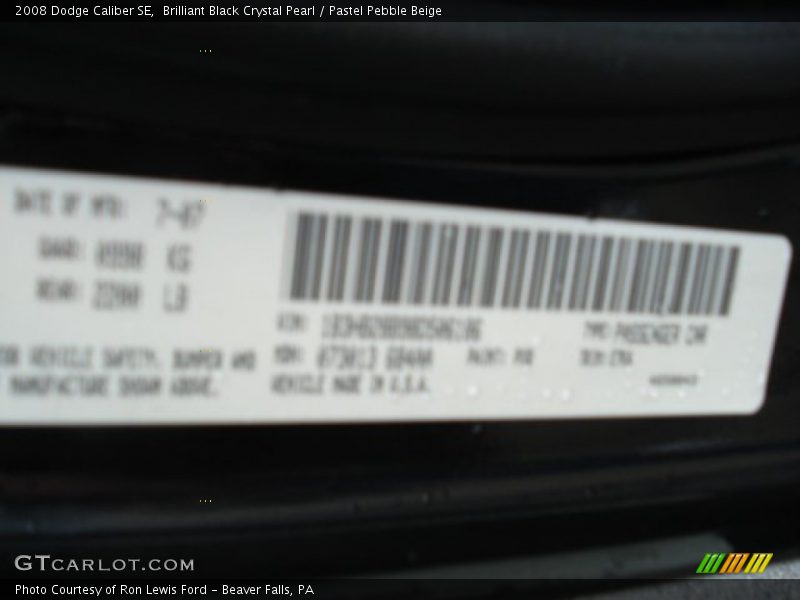 Brilliant Black Crystal Pearl / Pastel Pebble Beige 2008 Dodge Caliber SE