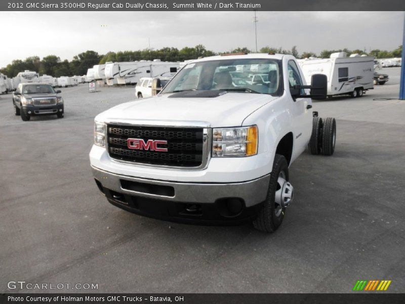 Summit White / Dark Titanium 2012 GMC Sierra 3500HD Regular Cab Dually Chassis