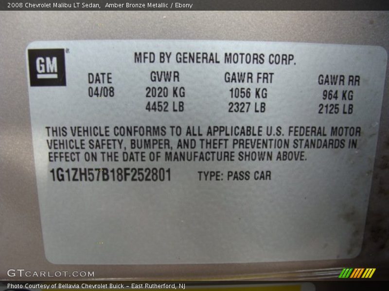 Amber Bronze Metallic / Ebony 2008 Chevrolet Malibu LT Sedan
