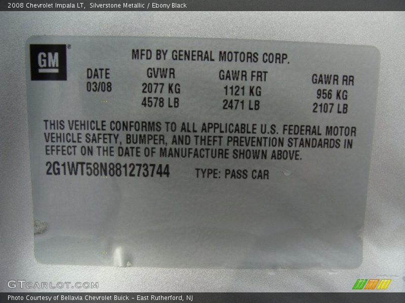 Silverstone Metallic / Ebony Black 2008 Chevrolet Impala LT