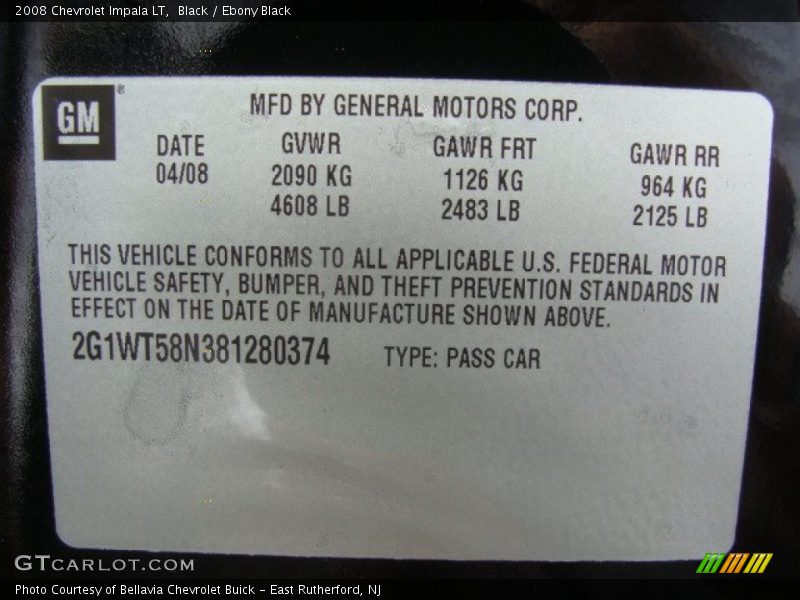 Black / Ebony Black 2008 Chevrolet Impala LT