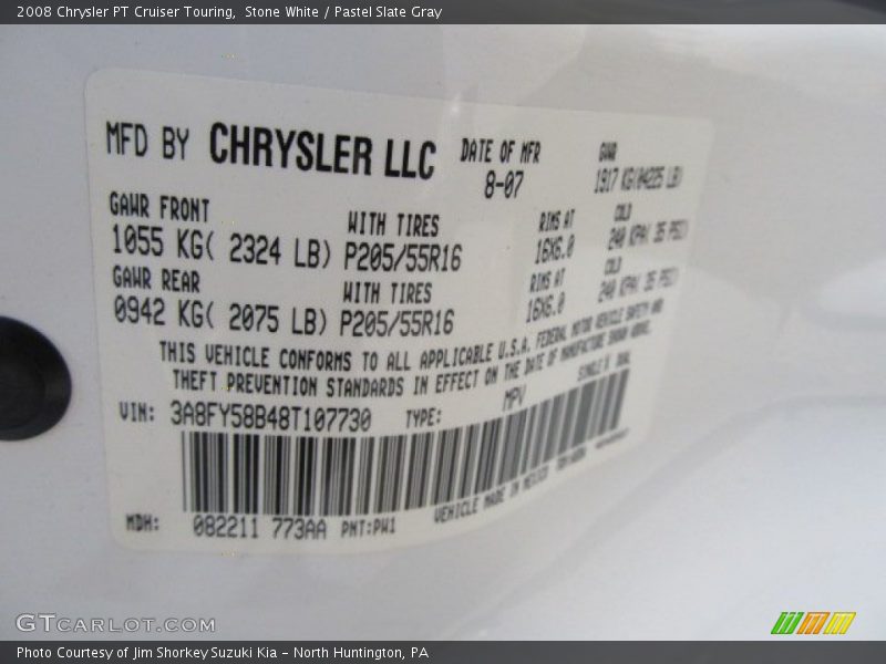Stone White / Pastel Slate Gray 2008 Chrysler PT Cruiser Touring