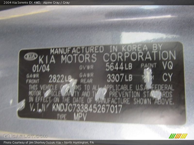Alpine Gray / Gray 2004 Kia Sorento EX 4WD