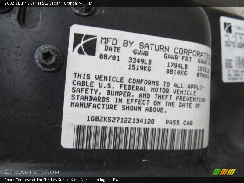 Cranberry / Tan 2002 Saturn S Series SL2 Sedan