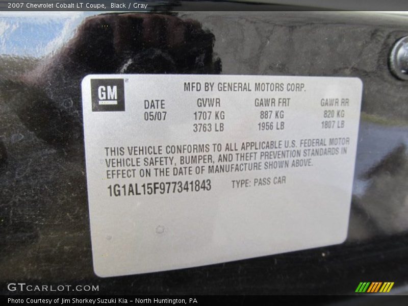Black / Gray 2007 Chevrolet Cobalt LT Coupe