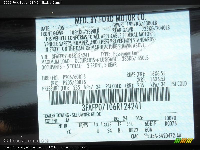 Black / Camel 2006 Ford Fusion SE V6