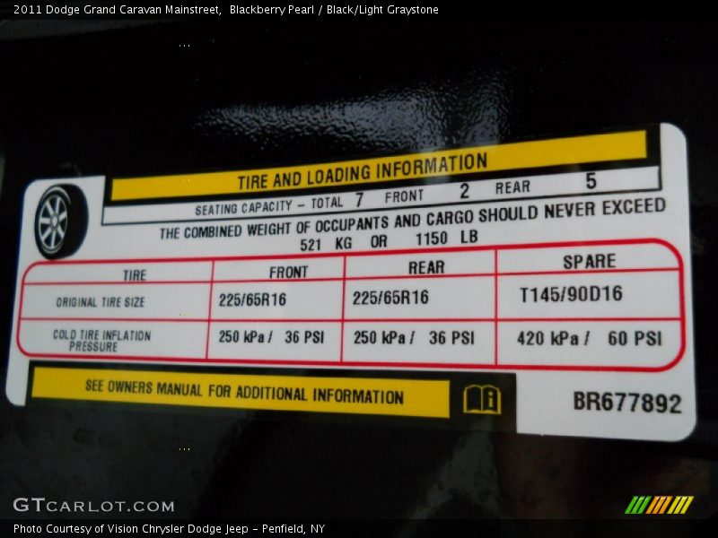 Blackberry Pearl / Black/Light Graystone 2011 Dodge Grand Caravan Mainstreet