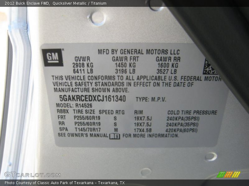 Quicksilver Metallic / Titanium 2012 Buick Enclave FWD