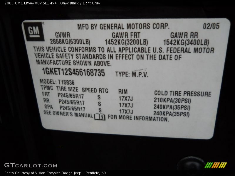 Onyx Black / Light Gray 2005 GMC Envoy XUV SLE 4x4