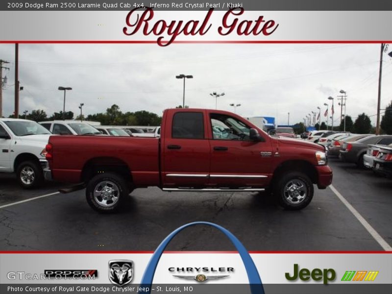 Inferno Red Crystal Pearl / Khaki 2009 Dodge Ram 2500 Laramie Quad Cab 4x4