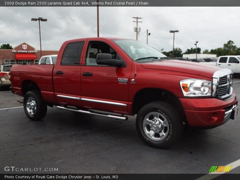 Inferno Red Crystal Pearl / Khaki 2009 Dodge Ram 2500 Laramie Quad Cab 4x4