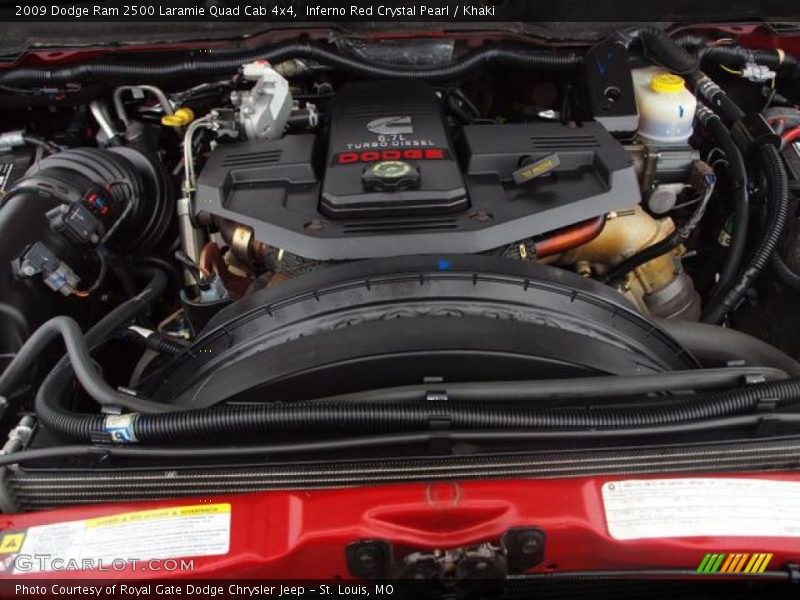 Inferno Red Crystal Pearl / Khaki 2009 Dodge Ram 2500 Laramie Quad Cab 4x4