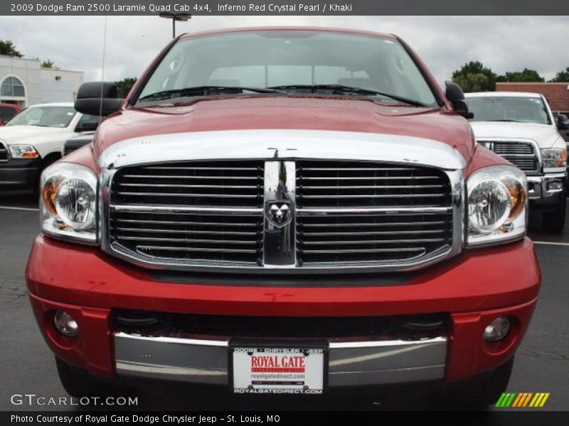 Inferno Red Crystal Pearl / Khaki 2009 Dodge Ram 2500 Laramie Quad Cab 4x4