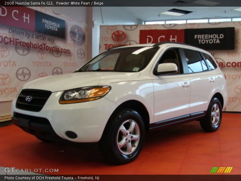 Powder White Pearl / Beige 2008 Hyundai Santa Fe GLS