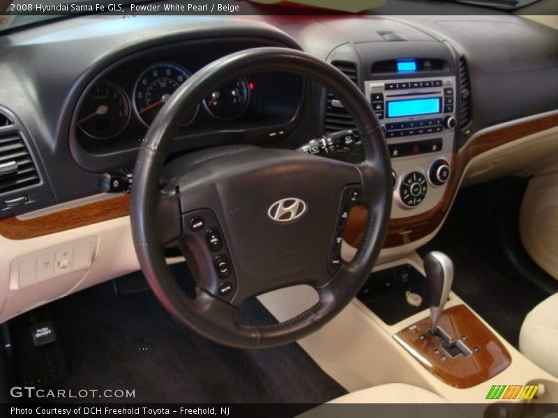 Powder White Pearl / Beige 2008 Hyundai Santa Fe GLS