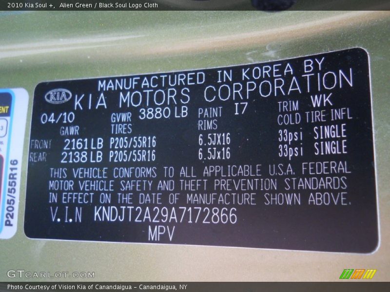 Alien Green / Black Soul Logo Cloth 2010 Kia Soul +