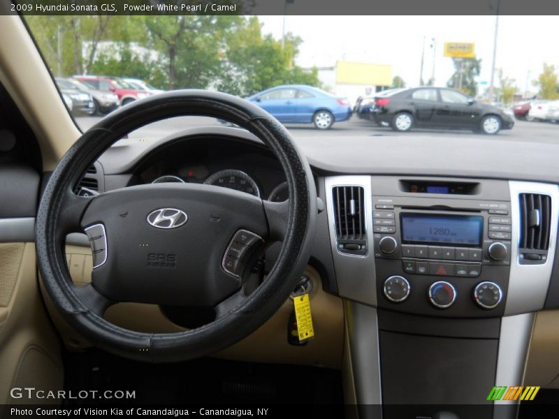 Powder White Pearl / Camel 2009 Hyundai Sonata GLS