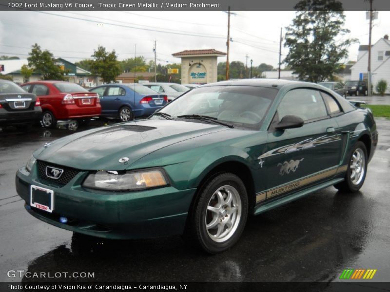 Tropic Green Metallic / Medium Parchment 2002 Ford Mustang V6 Coupe