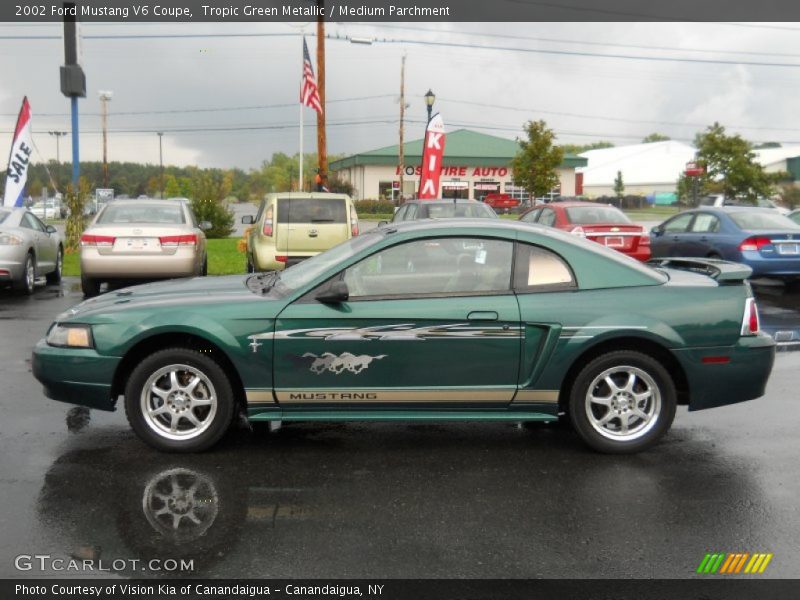 Tropic Green Metallic / Medium Parchment 2002 Ford Mustang V6 Coupe